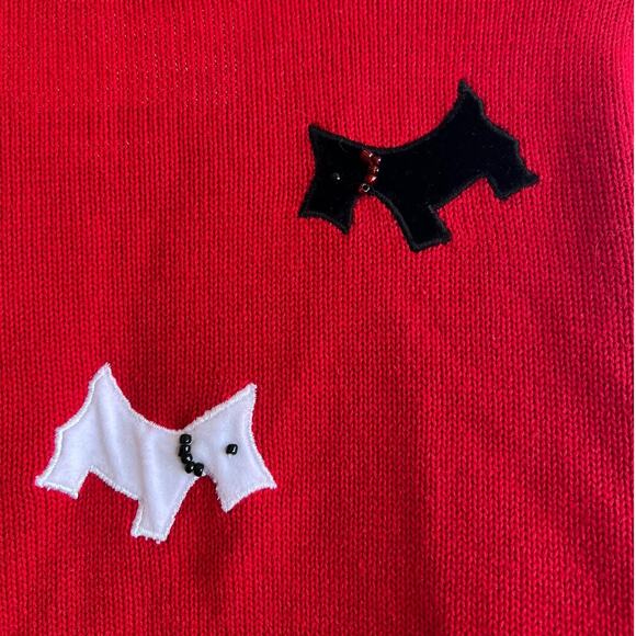 Vintage 90's red Classics scottie cardigan sweater size M kitschy - Picture 5 of 5